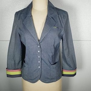 Robert Graham Blue Pinstripe Cotton Blazer 8